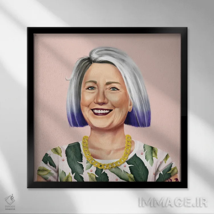 تابلو هیلاری کلینتون (سیاستمدار آمریکایی) اثر امت شیمونی - نمای قابدار مشکی