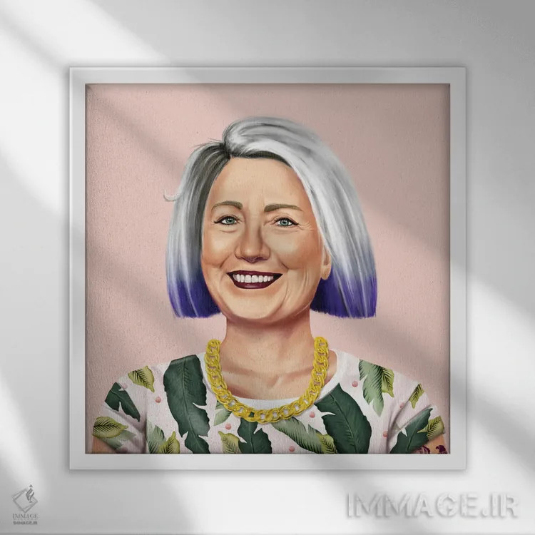 تابلو هیلاری کلینتون (سیاستمدار آمریکایی) اثر امت شیمونی - نمای قابدار سفید
