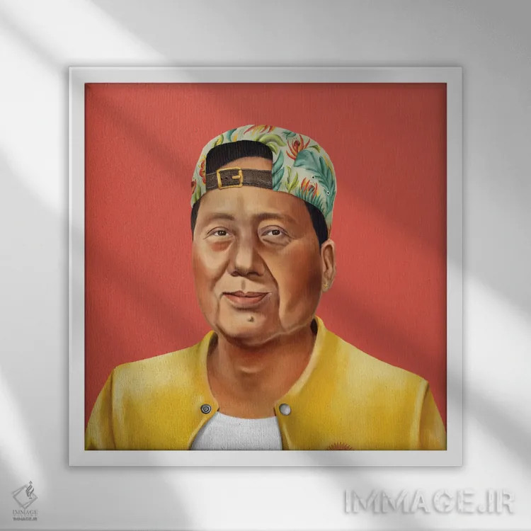 تابلو مائو زدونگ (رهبر چین) اثر امت شیمونی - نمای قابدار سفید