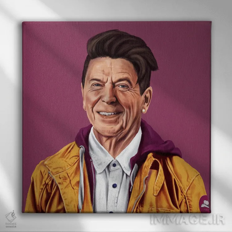 تابلو رونالد ریگان (رئیسجمهور آمریکا) اثر امت شیمونی - نمای روبهرو روی دیوار