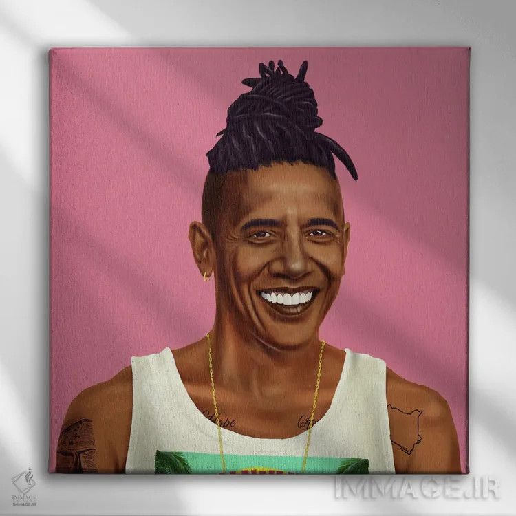 تابلو باراک اوباما (رئیسجمهور آمریکا) اثر امت شیمونی - نمای روبهرو روی دیوار