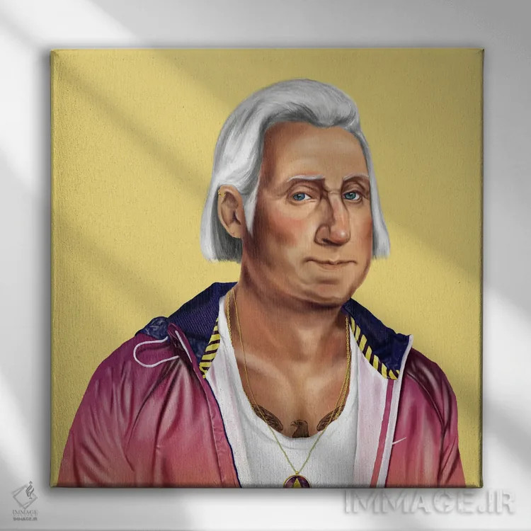 تابلو جورج واشنگتن (رئیسجمهور آمریکا) اثر امت شیمونی - نمای روبهرو روی دیوار
