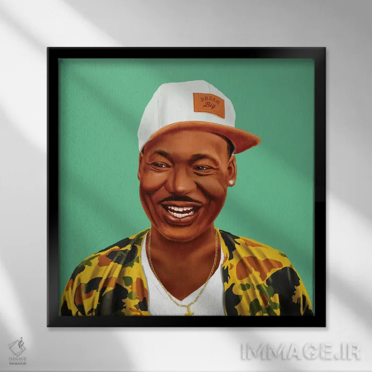 تابلو مارتین لوتر کینگ (فعال حقوق مدنی) اثر امت شیمونی - نمای قابدار مشکی