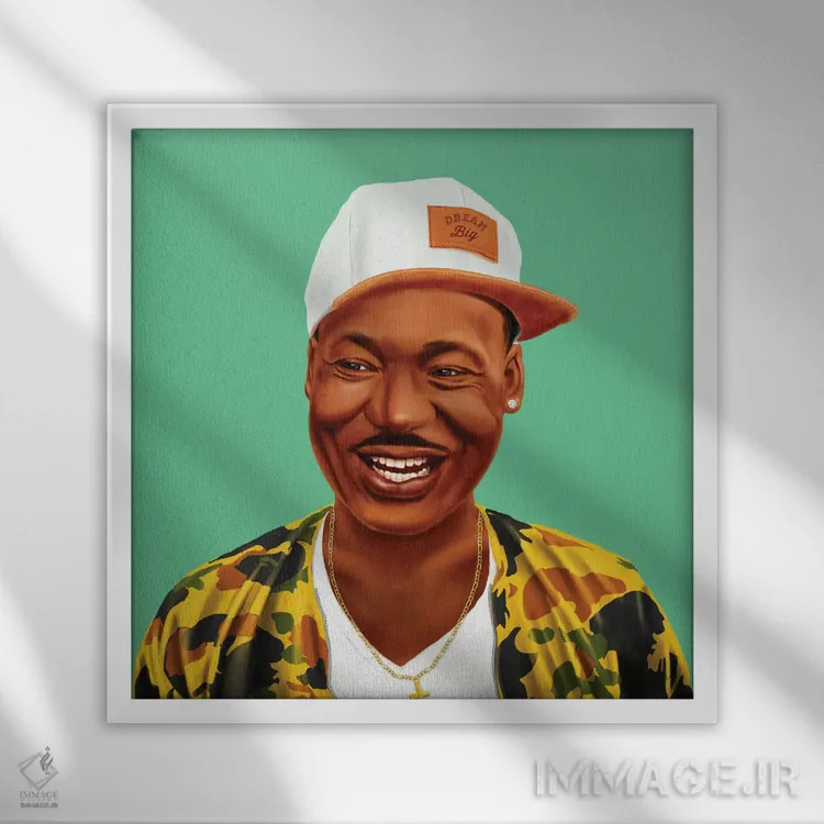 تابلو مارتین لوتر کینگ (فعال حقوق مدنی) اثر امت شیمونی - نمای قابدار سفید