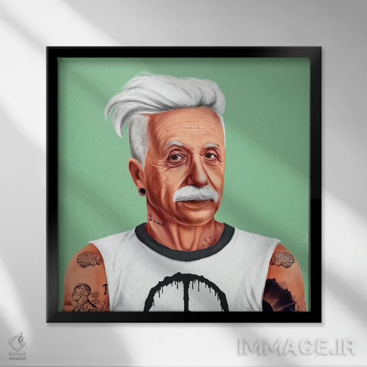 تابلو انیشتین (دانشمند) اثر امت شیمونی - نمای قابدار مشکی