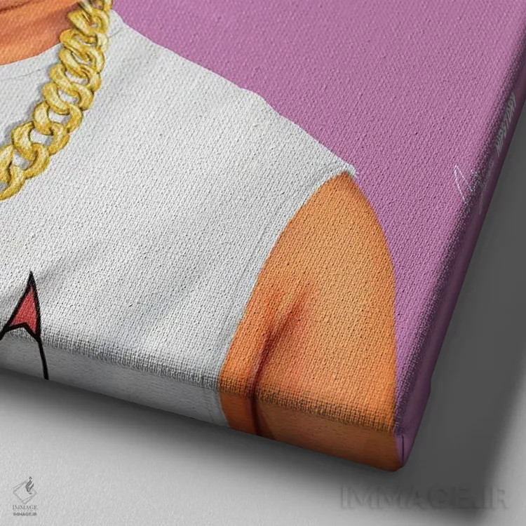 تابلو کیم (احتمالاً کیم جونگ اون) اثر امت شیمونی - نمای نزدیک بافت بوم