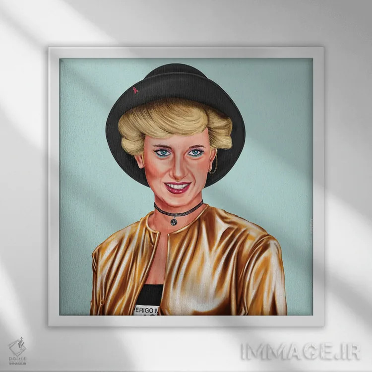 تابلو پرنسس دایانا (Lady Diana) اثر امت شیمونی - نمای قابدار سفید