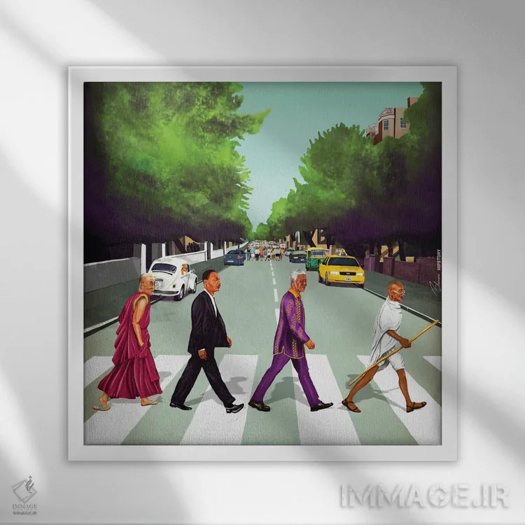 تابلو با هم جمع شوید اثر امت شیمونی - نمای قابدار سفید