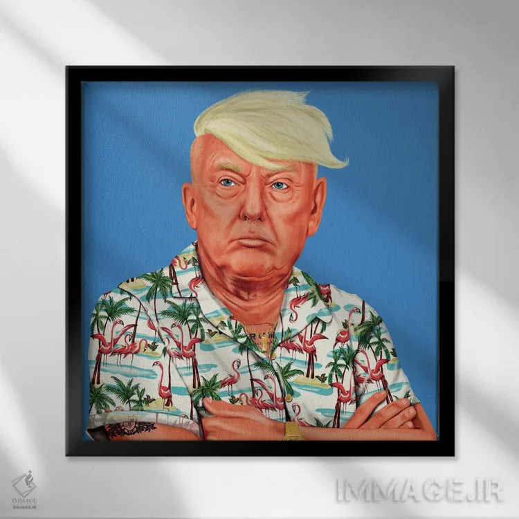 تابلو دونالد ترامپ (رئیسجمهور آمریکا) اثر امت شیمونی - نمای قابدار مشکی