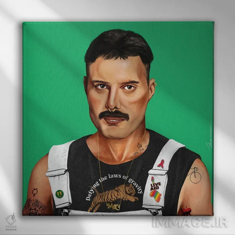 تابلو فردی مرکوری (خواننده) اثر امت شیمونی - نمای روبهرو روی دیوار