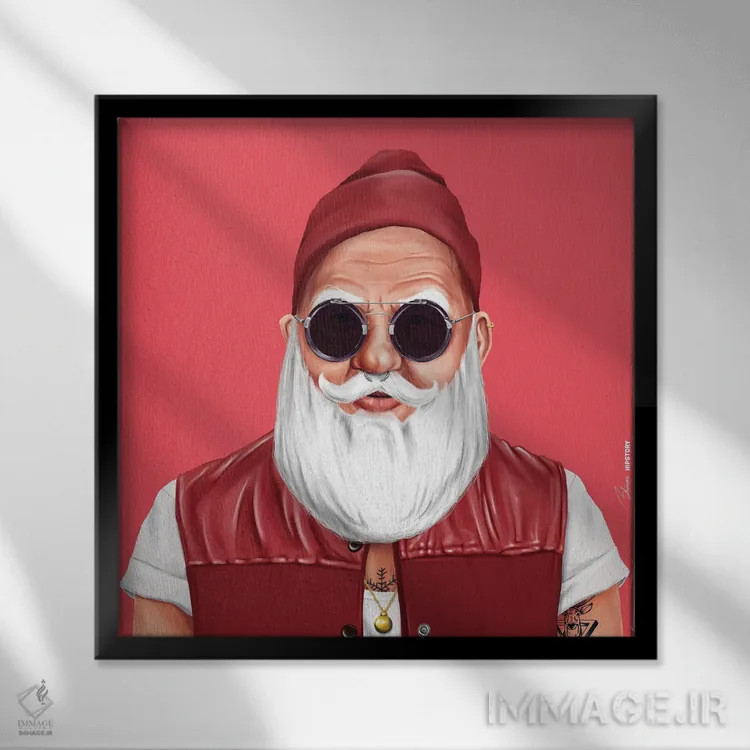 تابلو بابانوئل اثر امت شیمونی - نمای قابدار مشکی