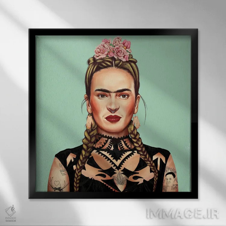تابلو فریدا کالو (هنرمند) اثر امت شیمونی - نمای قابدار مشکی