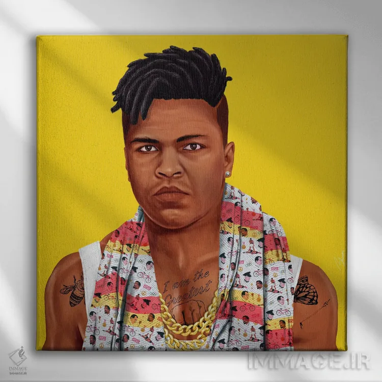 تابلو محمد علی (بوکسور) اثر امت شیمونی - نمای روبهرو روی دیوار