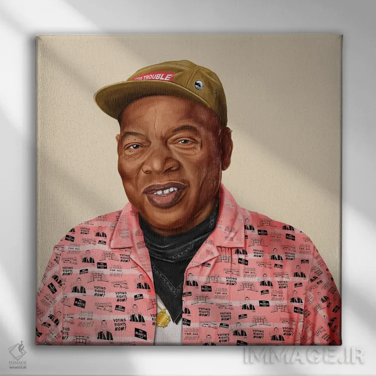 تابلو جان لوئیس (فعال حقوق مدنی) اثر امت شیمونی - نمای روبهرو روی دیوار