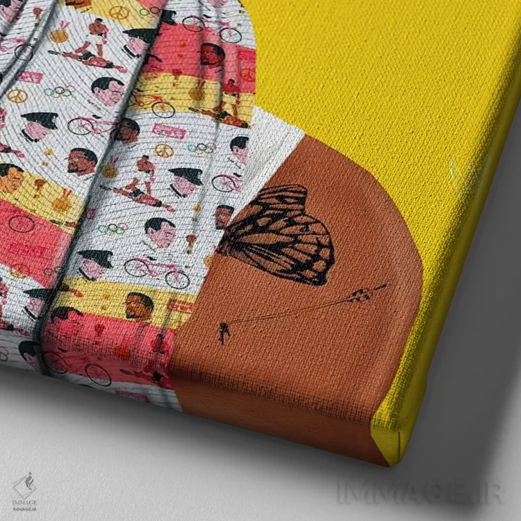 تابلو محمد علی (بوکسور) اثر امت شیمونی - نمای نزدیک بافت بوم