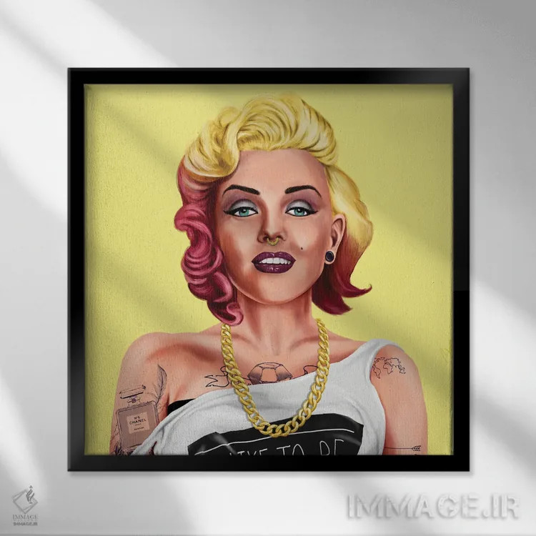 تابلو مرلین مونرو (بازیگر) اثر امت شیمونی - نمای قابدار مشکی