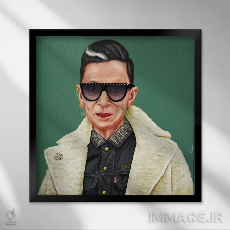 تابلو روث بیدر گینزبرگ (RBG) (قاضی) اثر امت شیمونی - نمای قابدار مشکی