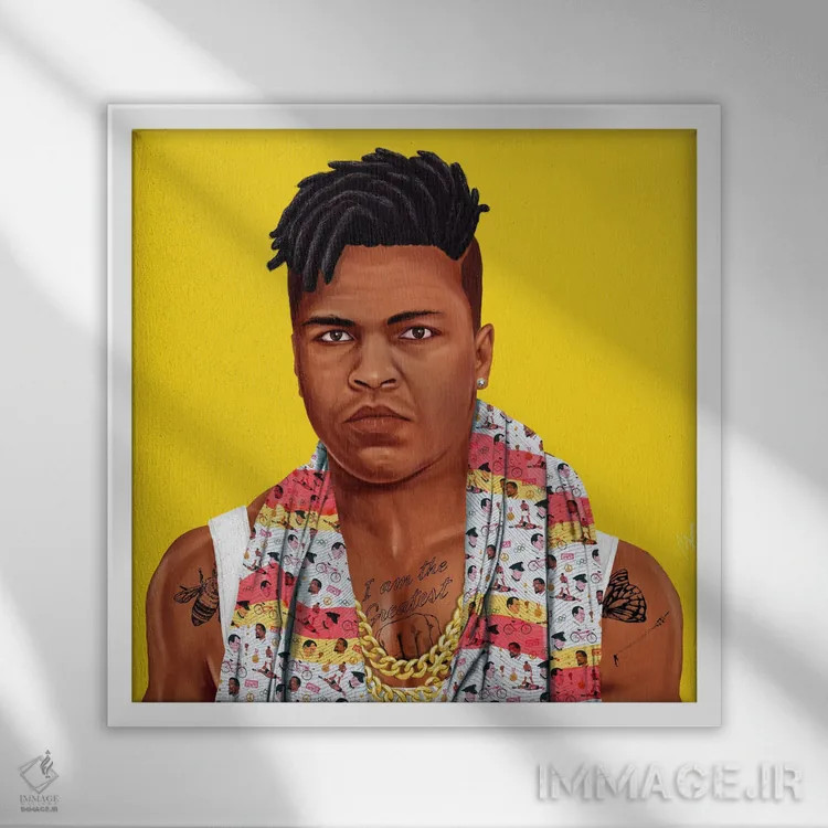 تابلو محمد علی (بوکسور) اثر امت شیمونی - نمای قابدار سفید