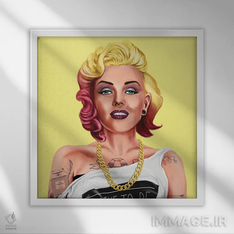 تابلو مرلین مونرو (بازیگر) اثر امت شیمونی - نمای قابدار سفید