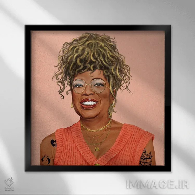 تابلو اپرا وینفری (مجری و فعال رسانهای) اثر امت شیمونی - نمای قابدار مشکی