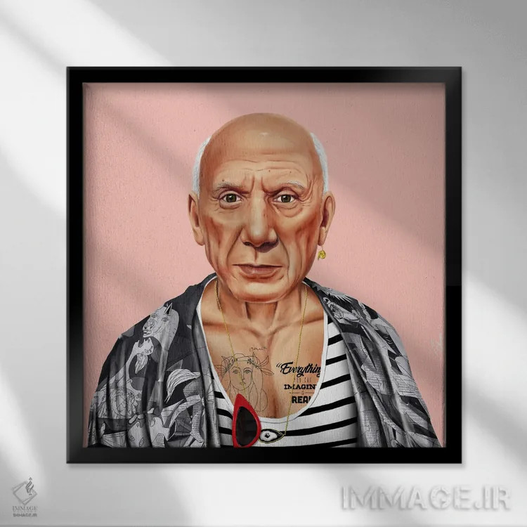 تابلو پابلو پیکاسو (هنرمند) اثر امت شیمونی - نمای قابدار مشکی