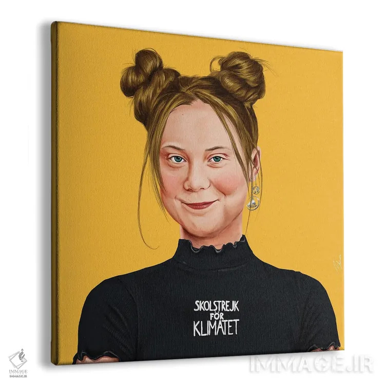 تابلو گرتا تونبرگ (فعال محیط زیست) اثر امت شیمونی - نمای پرسپکتیو محصول