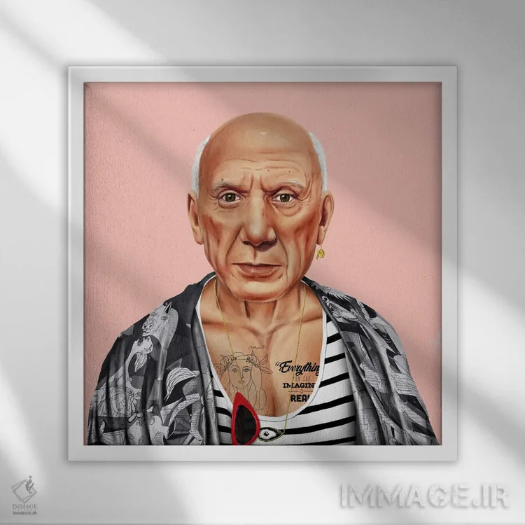 تابلو پابلو پیکاسو (هنرمند) اثر امت شیمونی - نمای قابدار سفید