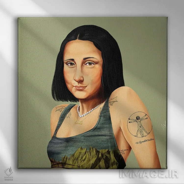 تابلو مونالیزا (اثر هنری) اثر امت شیمونی - نمای روبهرو روی دیوار