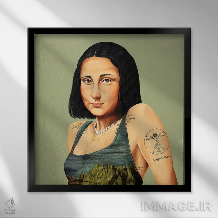 تابلو مونالیزا (اثر هنری) اثر امت شیمونی - نمای قابدار مشکی