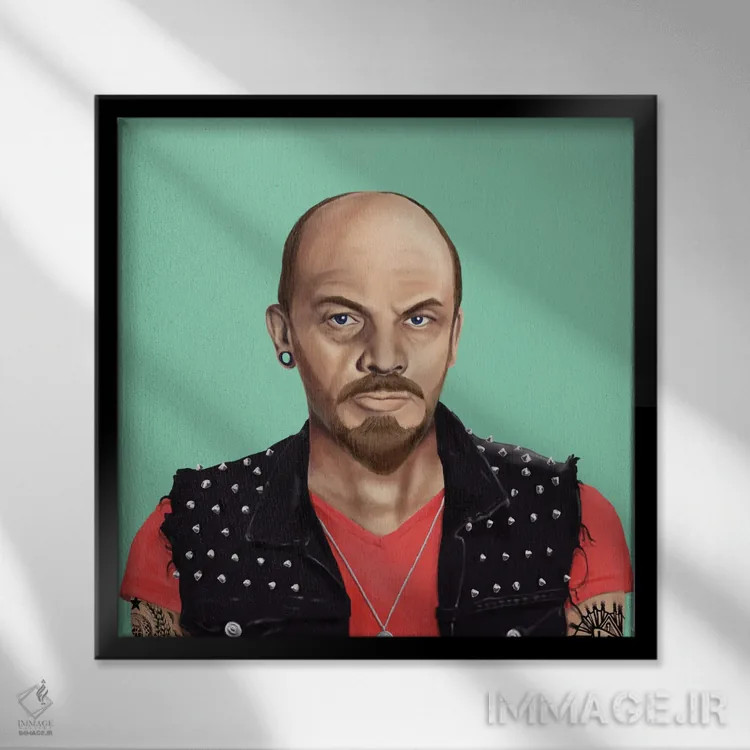 تابلو ولادیمیر لنین (رهبر شوروی) اثر امت شیمونی - نمای قابدار مشکی