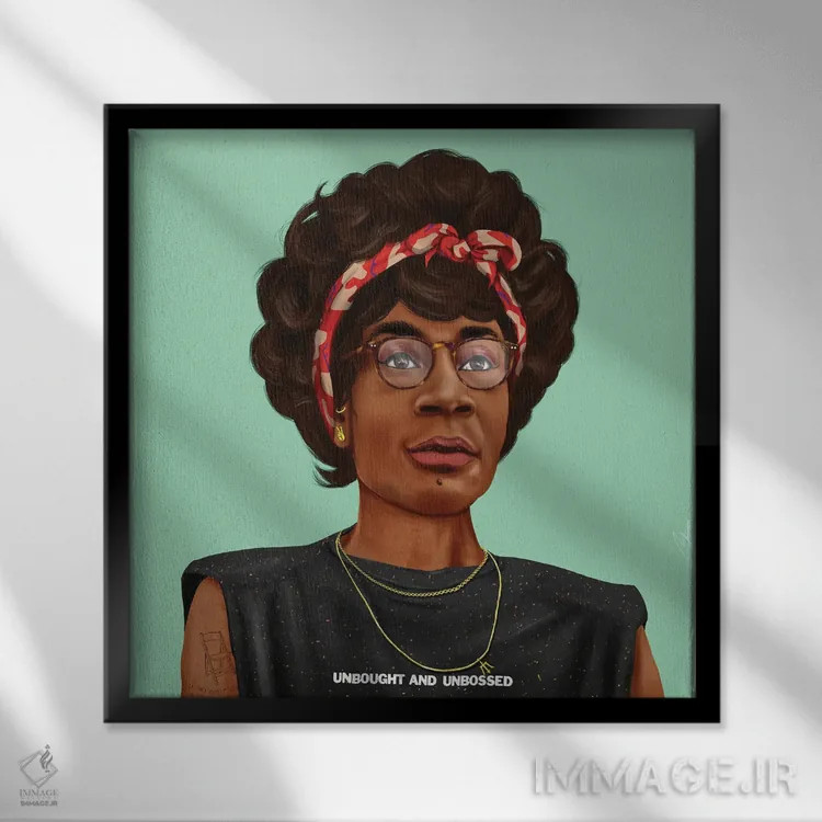 تابلو شرلی چیزهلم (سیاستمدار) اثر امت شیمونی - نمای قابدار مشکی