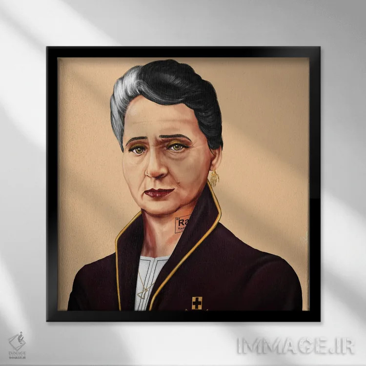 تابلو ماری کوری (دانشمند) اثر امت شیمونی - نمای قابدار مشکی