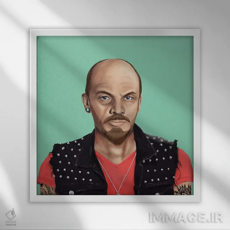 تابلو ولادیمیر لنین (رهبر شوروی) اثر امت شیمونی - نمای قابدار سفید