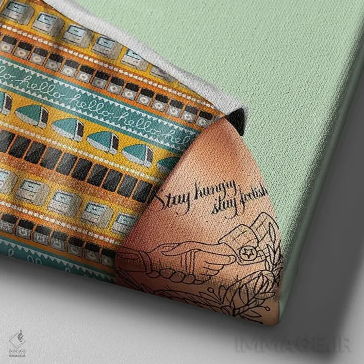 تابلو استیو جابز (کارآفرین) اثر امت شیمونی - نمای نزدیک بافت بوم