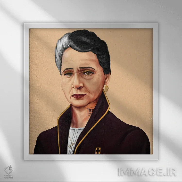 تابلو ماری کوری (دانشمند) اثر امت شیمونی - نمای قابدار سفید