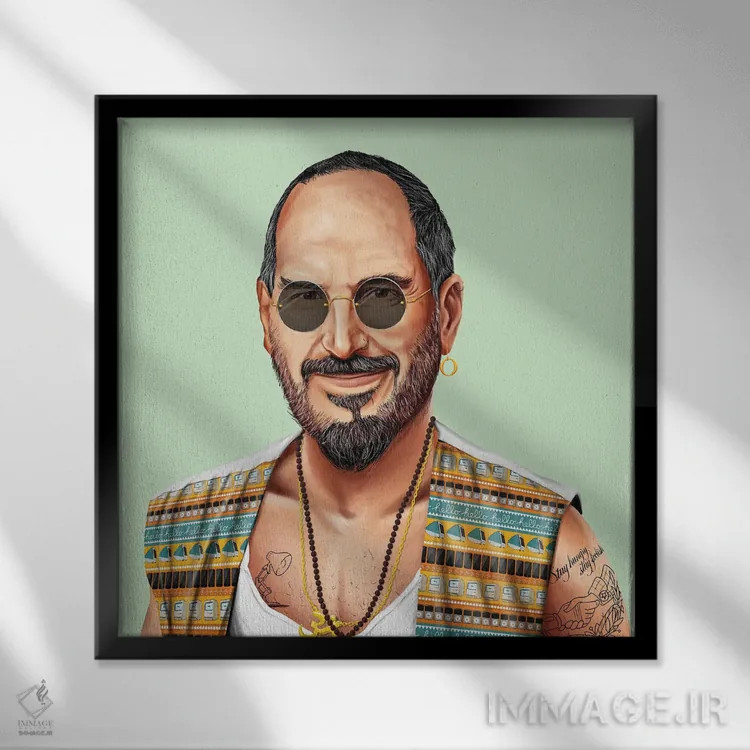 تابلو استیو جابز (کارآفرین) اثر امت شیمونی - نمای قابدار مشکی