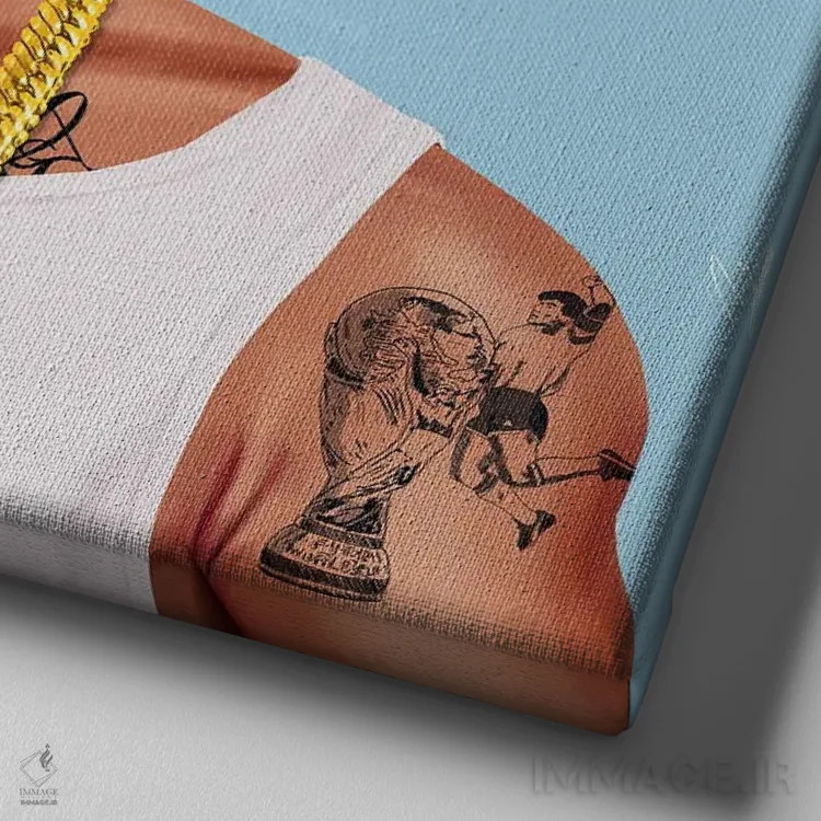 تابلو دیگو آرماندو مارادونا (فوتبالیست) اثر امت شیمونی - نمای نزدیک بافت بوم