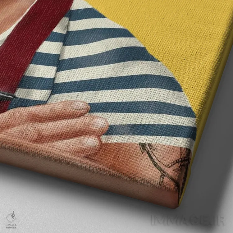 تابلو وینستون چرچیل (نخستوزیر بریتانیا) اثر امت شیمونی - نمای نزدیک بافت بوم