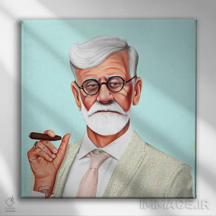 تابلو زیگموند فروید (روانکاو) اثر امت شیمونی - نمای روبهرو روی دیوار