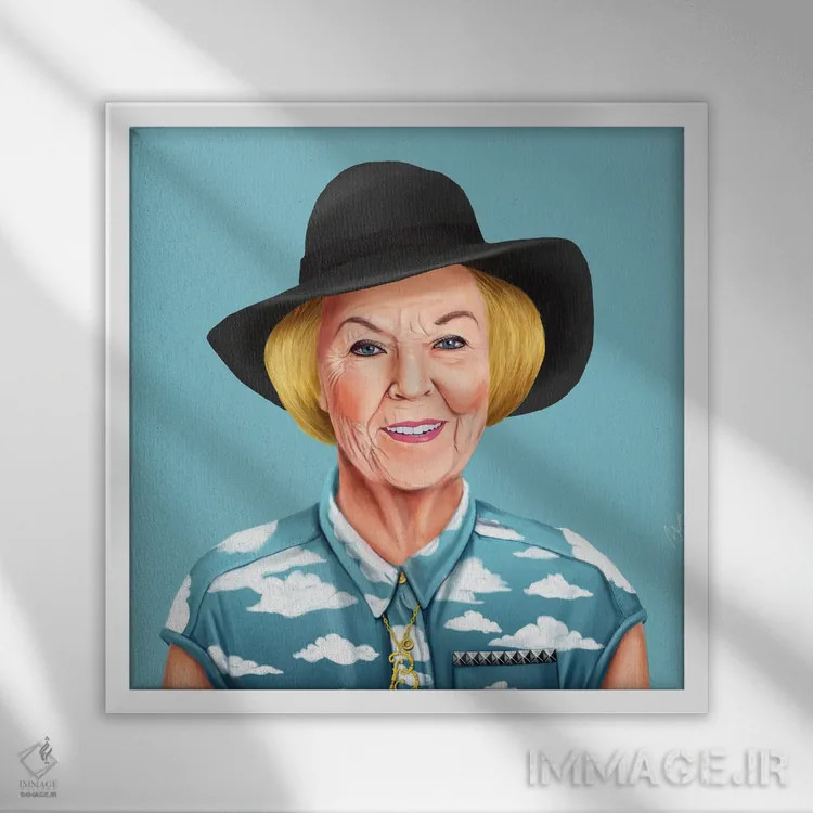 تابلو ملکه بئاتریکس (هلند) اثر امت شیمونی - نمای قابدار سفید