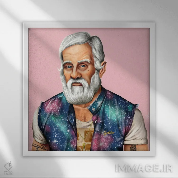 تابلو گالیله (دانشمند) اثر امت شیمونی - نمای قابدار سفید