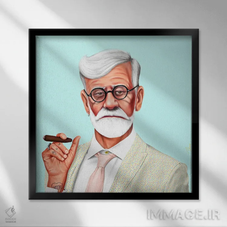 تابلو زیگموند فروید (روانکاو) اثر امت شیمونی - نمای قابدار مشکی