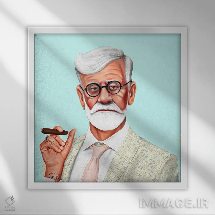 تابلو زیگموند فروید (روانکاو) اثر امت شیمونی - نمای قابدار سفید