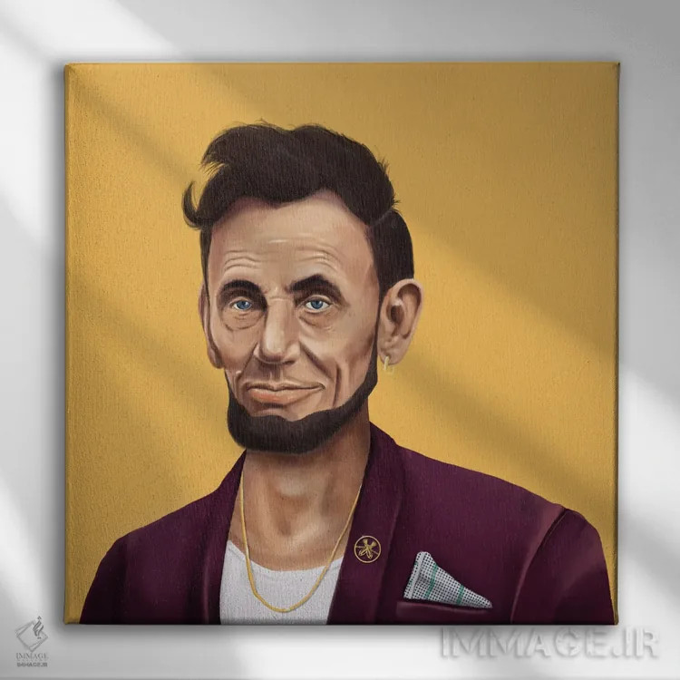 تابلو آبراهام لینکلن (رئیسجمهور آمریکا) اثر امت شیمونی - نمای روبهرو روی دیوار