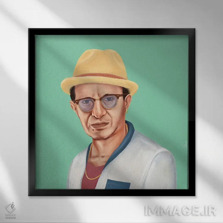 تابلو مناخم بگین (نخستوزیر اسرائیل) اثر امت شیمونی - نمای قابدار مشکی