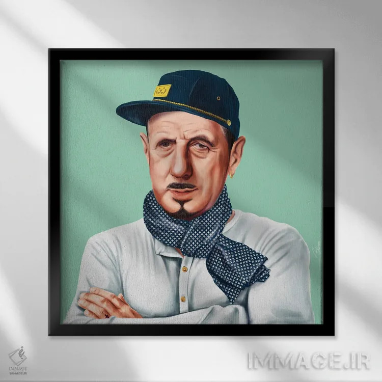 تابلو شارل دوگل (رئیسجمهور فرانسه) اثر امت شیمونی - نمای قابدار مشکی