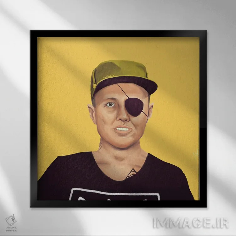 تابلو موشه دایان (سیاستمدار اسرائیلی) اثر امت شیمونی - نمای قابدار مشکی