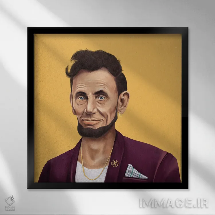 تابلو آبراهام لینکلن (رئیسجمهور آمریکا) اثر امت شیمونی - نمای قابدار مشکی