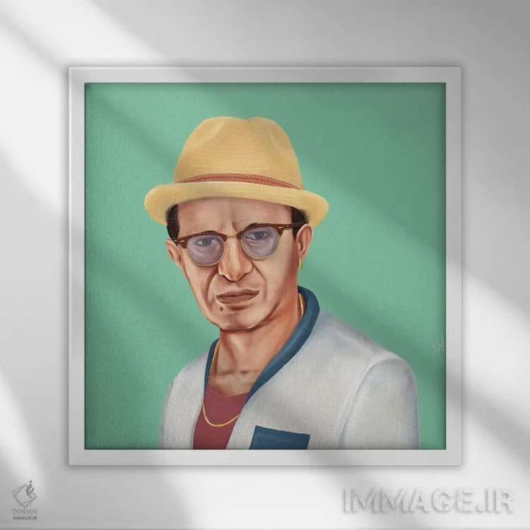 تابلو مناخم بگین (نخستوزیر اسرائیل) اثر امت شیمونی - نمای قابدار سفید