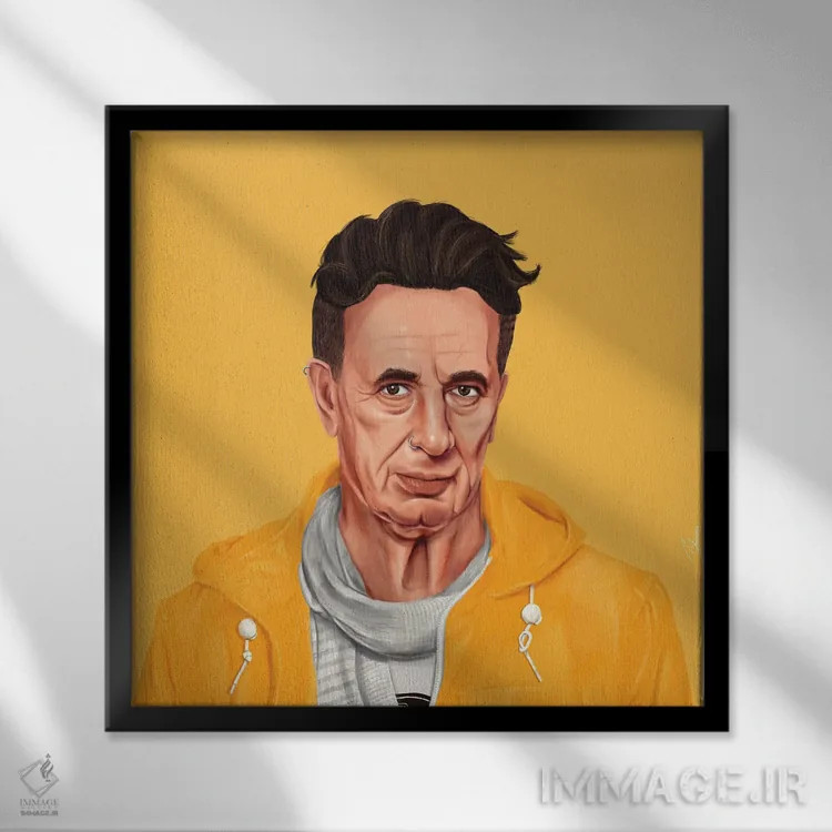 تابلو شیمون پرز (رئیسجمهور اسرائیل) اثر امت شیمونی - نمای قابدار مشکی